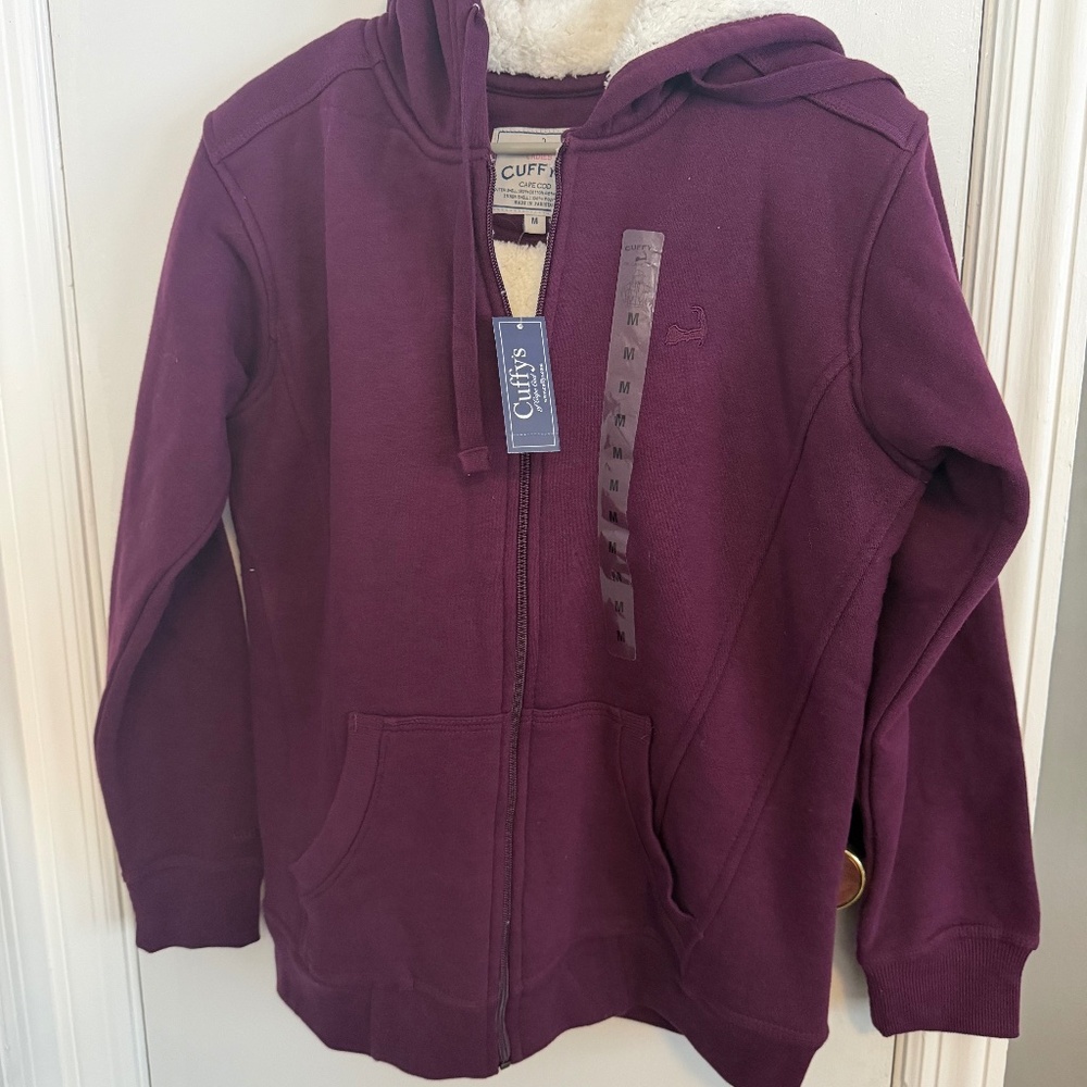 NWT Cuffy's cape cod purple fillip hoodie with sherpa lining (174)